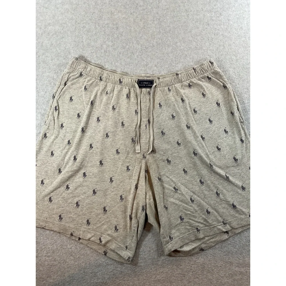Polo Ralph Lauren Mens Gray All Over Pony Logo Sleep Shorts Size Large 1384